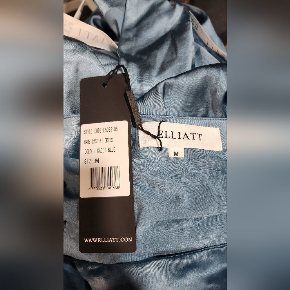 *NWT Elliat Revolve Cassini women's blue one shoulder Asymmetrical midi dress M - Picture 9 of 11